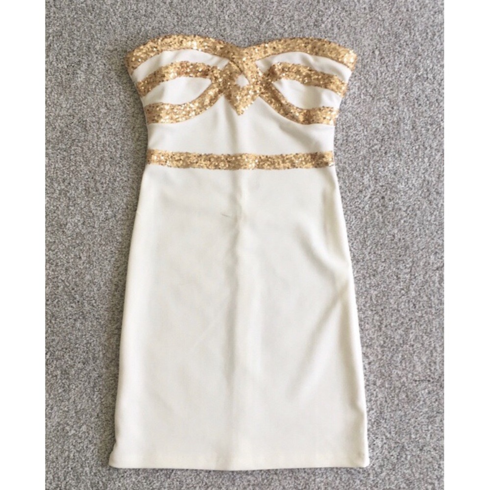 White gold sequin dress